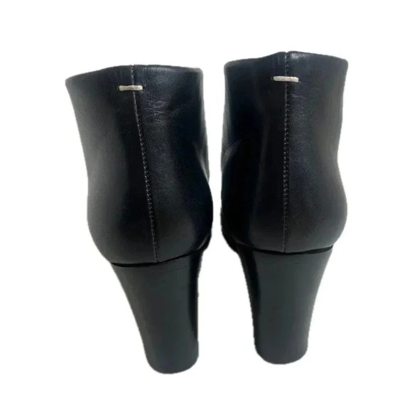 Maison Martin Margiela Paris Black Leather Heeled Booties Size 37 38WU0239 - Picture 4 of 13